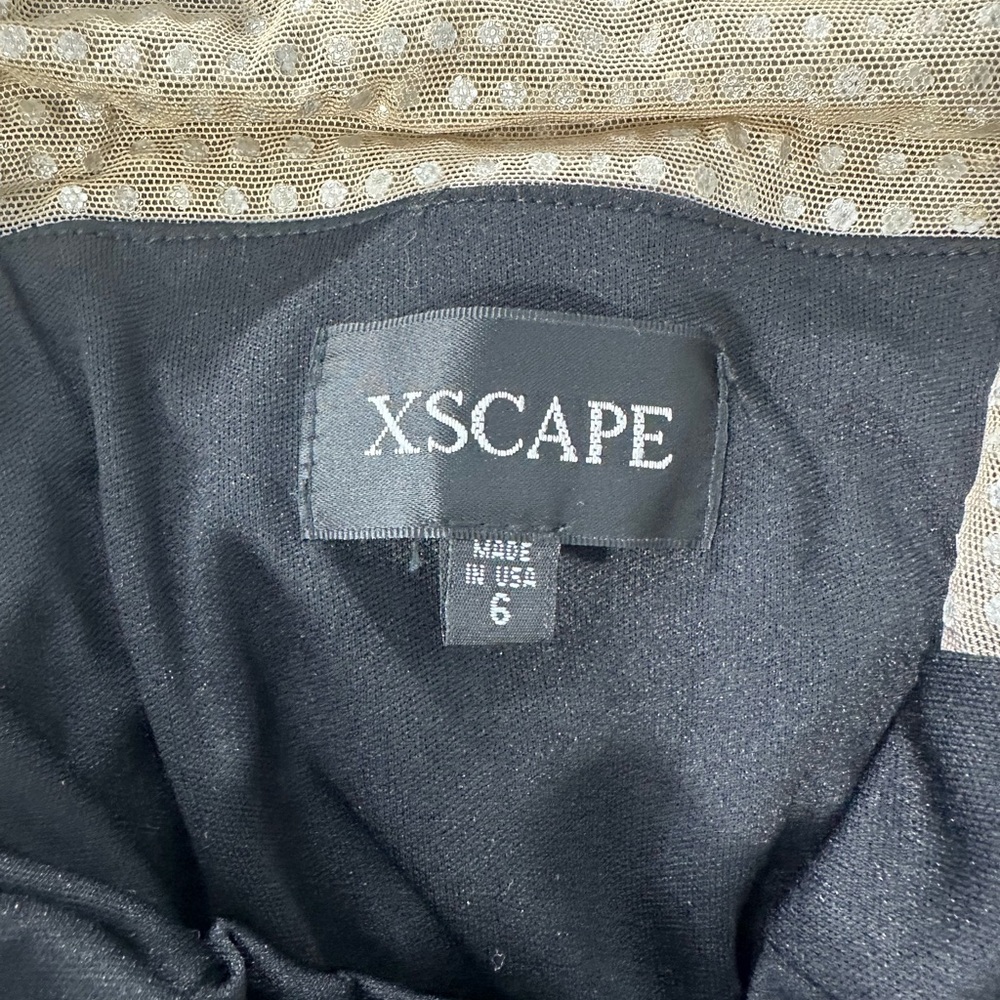 XSCAPE Caviar Beaded Rhinestone Mesh Illusion Panel Jersey Formal Gown Prom 6 - Picture 6 of 12